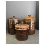 (3) Pottery Canisters