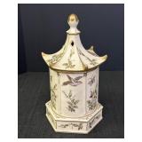 Ardalt hand painted porcelain pagoda music box jar