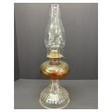 18in pressed glass oil lamp w/ribbed pedestal