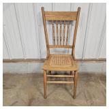 Pressed-Back Wooden Cane Seat Chair