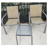 Cast Aluminum & Mesh Chairs & Side Table