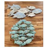 Wood & Metal Coastal Style School of Fish Wall Art