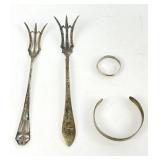 Sterling Silver Lettuce Forks & Jewelry