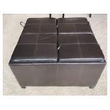 Leather Style 2 Sectioned Storage Ottoman