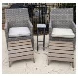 Wicker Style Patio Chairs, Foot Stools & More