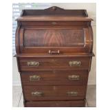 Antique Victorian Style Cylinder Roll Top Desk