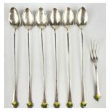Vintage Sterling & Enamel Lemonade Spoons & Fork