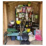 Yard & Garden Supplies Including Metal Shelving