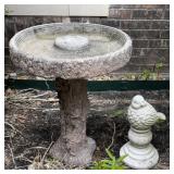 Cast Concrete Birdbath & Resin Bird