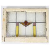Vintage Stained Glass Window in Wood Frame