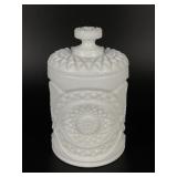 Hobstar Milk Glass Biscuit Jar
