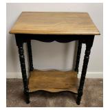 Vintage Wood Side Table w/ Turned Legs