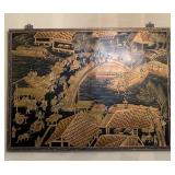 Vintage Chinese Lacquered Wood Panel