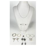 Sterling Earrings, Charm & Necklace