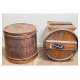 Antique Wooden Barrel Butter Churn & Firkin