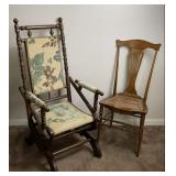 Victorian Rocker & Antique Dining Chair