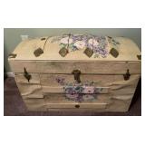 Antique Hand Painted Camel Back Trunk
