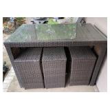 Wicker Like Bar Height Table & Stools