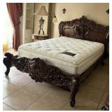 Carved Mahogany French Rococo Style Bed Frame