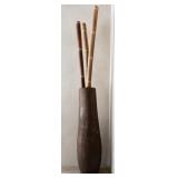 6 FT Hand Carved Wood Vase w/ Bamboo