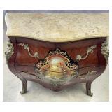 French Louis XV Style Marble Top Bombe Commode