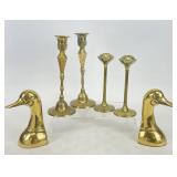 Vintage Brass Bookends & Candle Holders