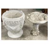 Cast Concrete Garden Urn Planter & Bird Bath