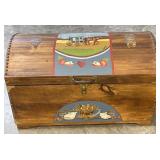 Hand Painted Wood Camel Back Trunk