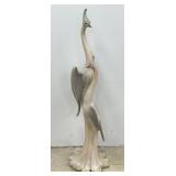 5 FT Art Deco Wood Carved Crane Sculpture
