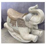 Vintage Hand Carved Wood Rocking Elephant
