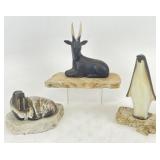Animal Sculpture Mounted on Stone Bases