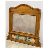 Wood Beveled Mirror with Tile Accents