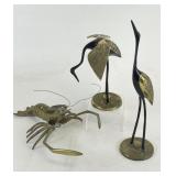Brass Figurines - Cranes & Lobster