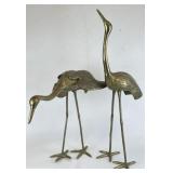 Mid Century Brass Crane Sculptures