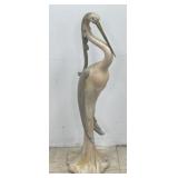 5 FT Art Deco Wood Carved Crane Sculpture