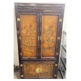 Vintage Bernhardt Asian Carved Birch Armoire