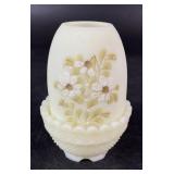Fenton Hand Painted Uranium Custard Fairy Lamp