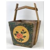 Hand Painted Wooden Chinese Rice Bucket