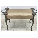 Cast Metal Frame Leather Style Vanity Bench