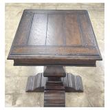 Rustic Dark Wood Pedestal Table