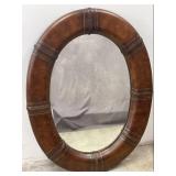 Leather Style Wrapped Frame Wall Mirror