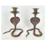 Mid Century Indian Brass Candlesticks