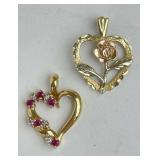 14 KT Yellow Gold Heart Pendants