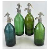 Vintage Green Glass Seltzer Bottles