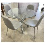 Architectural Chrome Base Glass Top Table & Chairs
