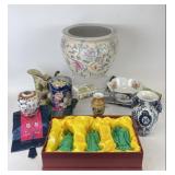 Asian Decor & Porcelain Fish Bowl