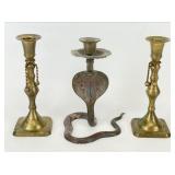 Brass Candle Holders - Cobra Snake & Tapered