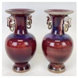 Chinese Flambe Glazed Jun Ware Style Vases