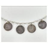 Sterling Silver Bracelet w/ Antique Love Tokens