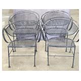 Wrought Iron Mesh Barrel Back Patio Chairs